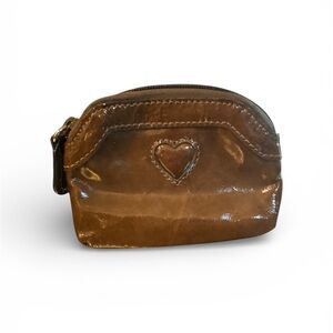 Brighton Tan Leather Coin Purse with Heart Detail